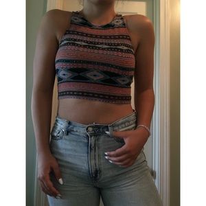 Tribal print racer back crop top.